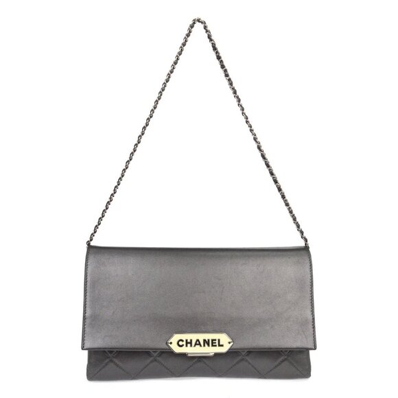 Chanel Gray Lambskin Retro Label Flap Bag - Picture 1 of 9